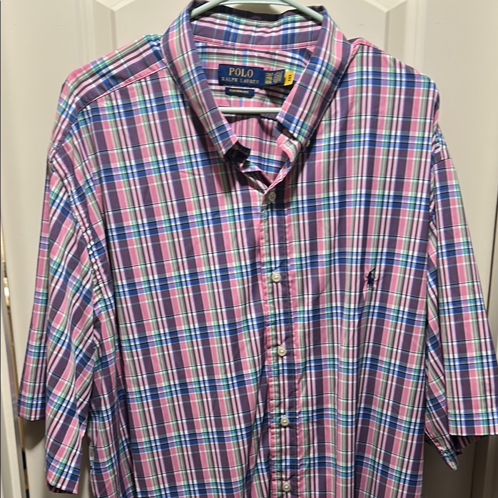 Polo by Ralph Lauren Pink and Blue Casual Button Down Shirt